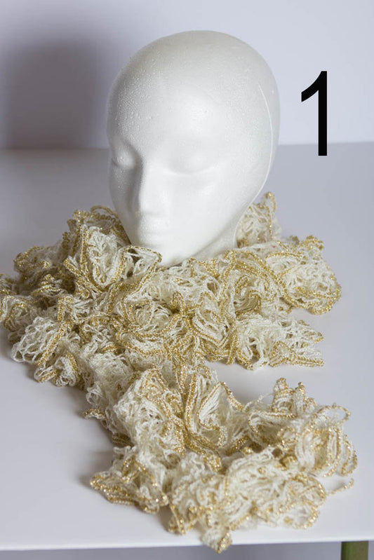 Hand Crochet Scarf - Ruffle Scarf - Lacy Scarf - Women's Accessory - Hand Made Scarf - Dressy Scarf - Sashay Frilly Scarf - B13