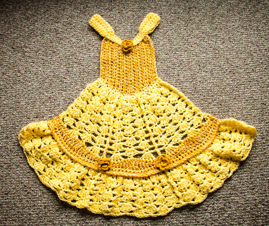 Hand Crochet Princess Blanket - Yellow Princess Dress Blanket - Crochet Afghan - Crochet Throw - Princess Dress - 3028-B16