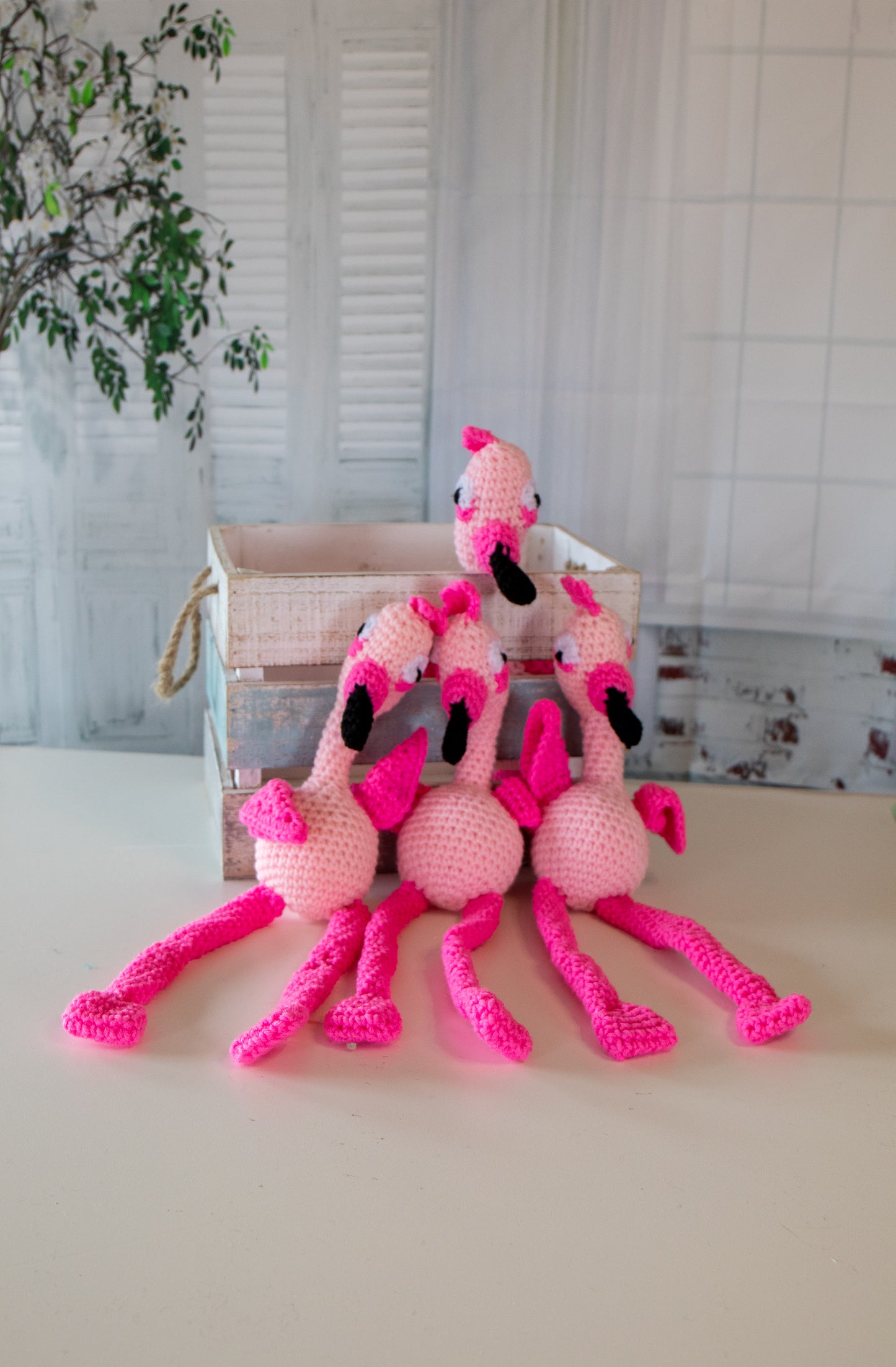 Handmade Crochet Flamingo Plush Toy – Adorable Stuffed Animal Gift - B12