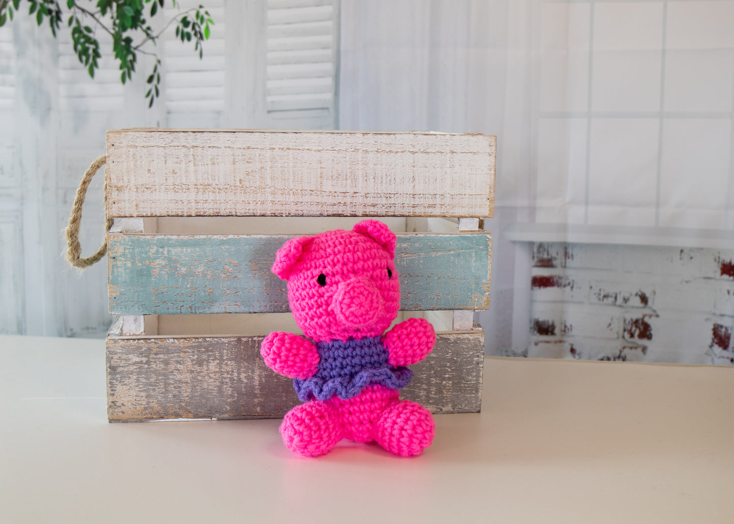 Handmade Crochet Pig Plush Toy – Adorable Stuffed Animal Gift - B12