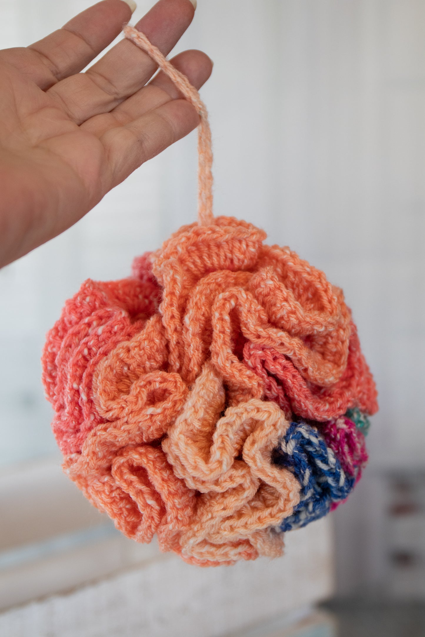 Giant Exfoliating Shower Pouf – Cotton Acrylic Bath Scrubber -  Crochet Shower Scrubby - P7000 B19