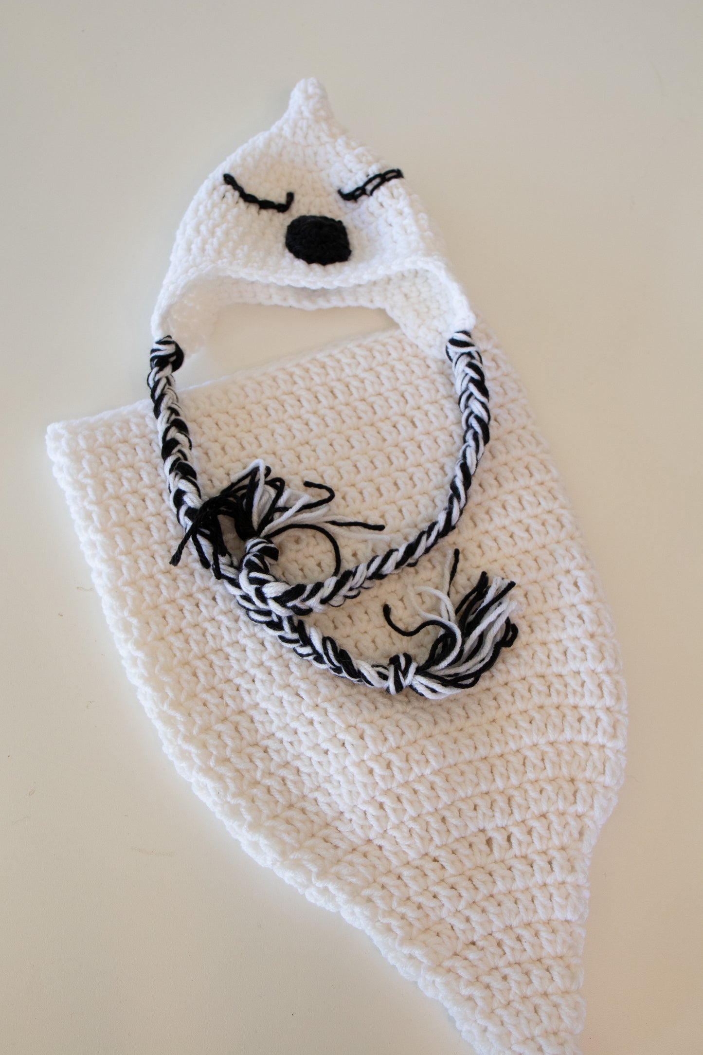 Hand Crochet Newborn Photo Prop - Ghost Cocoon and Hat - Professional Use - B22