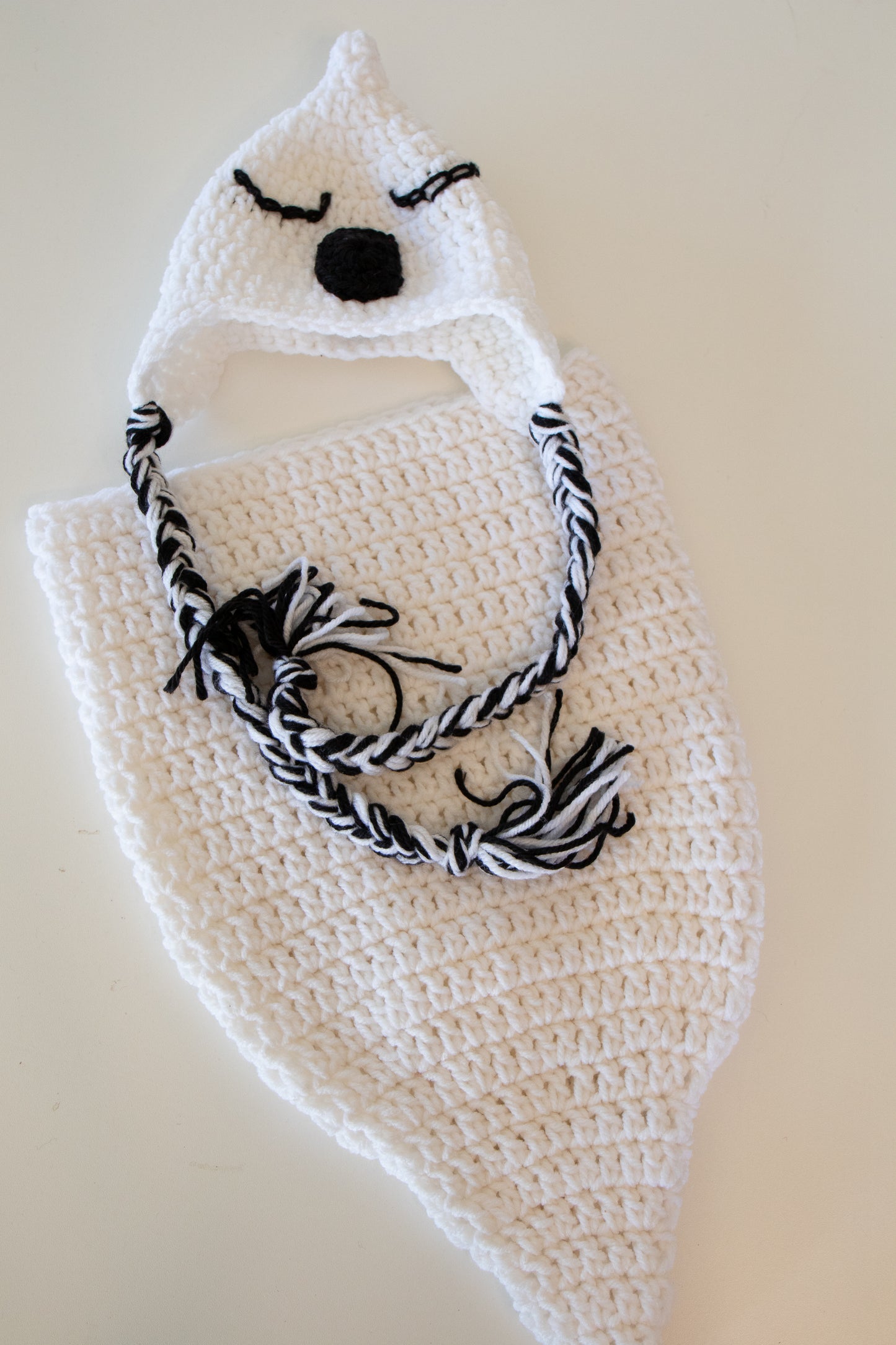 Hand Crochet Newborn Photo Prop - Ghost Cocoon and Hat - Professional Use - B22