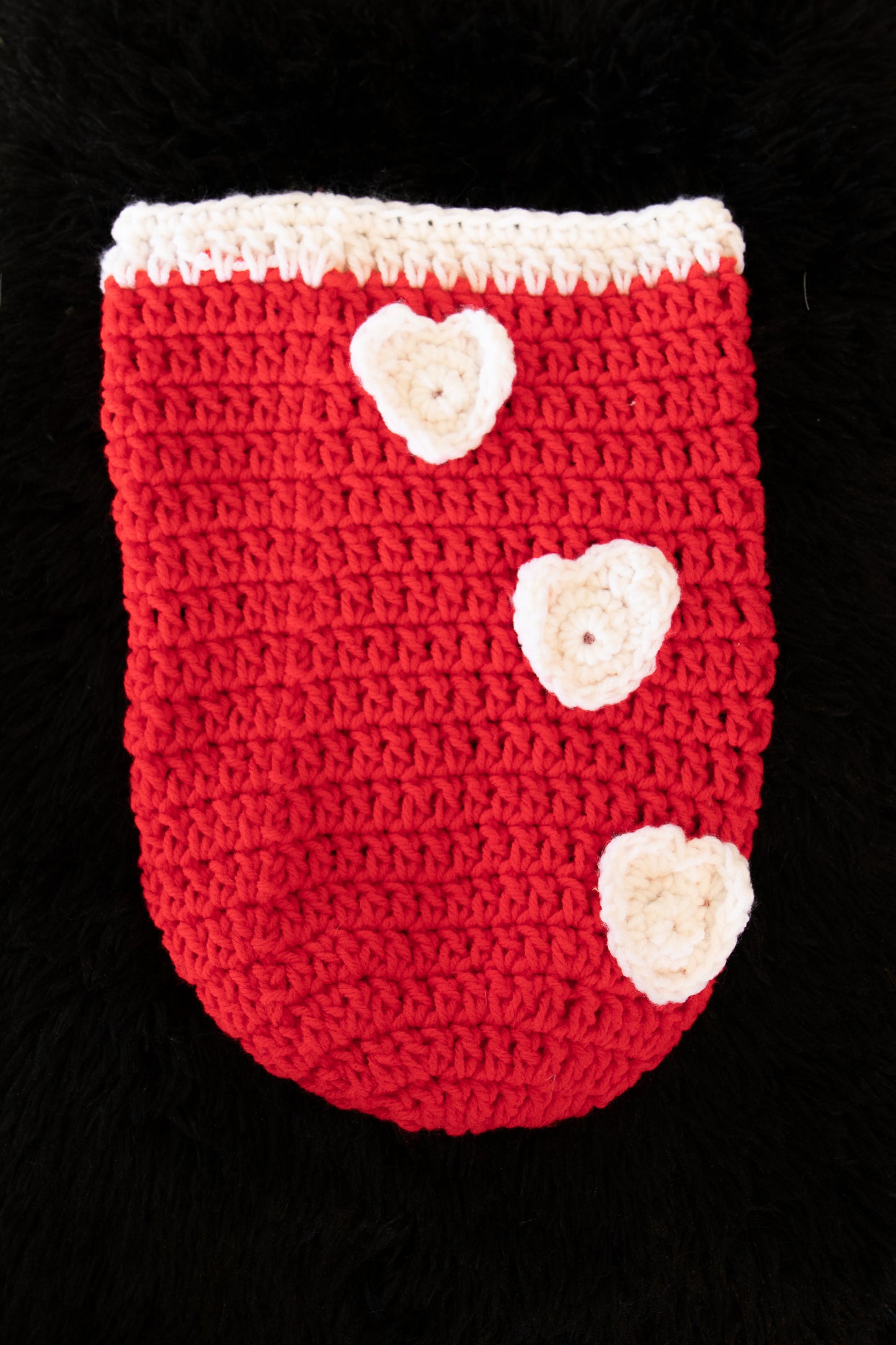 Hand Crochet Newborn Photo Prop - Valentine Cocoon with Hearts - Professional Use - B22