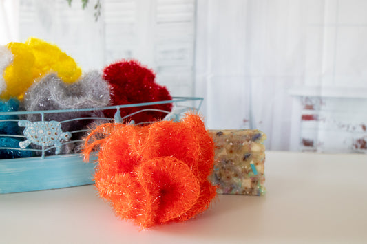 Exfoliating Shower Pouf – Polyester Bath Scrubber -  Crochet Shower Scrubby - P7000 B19