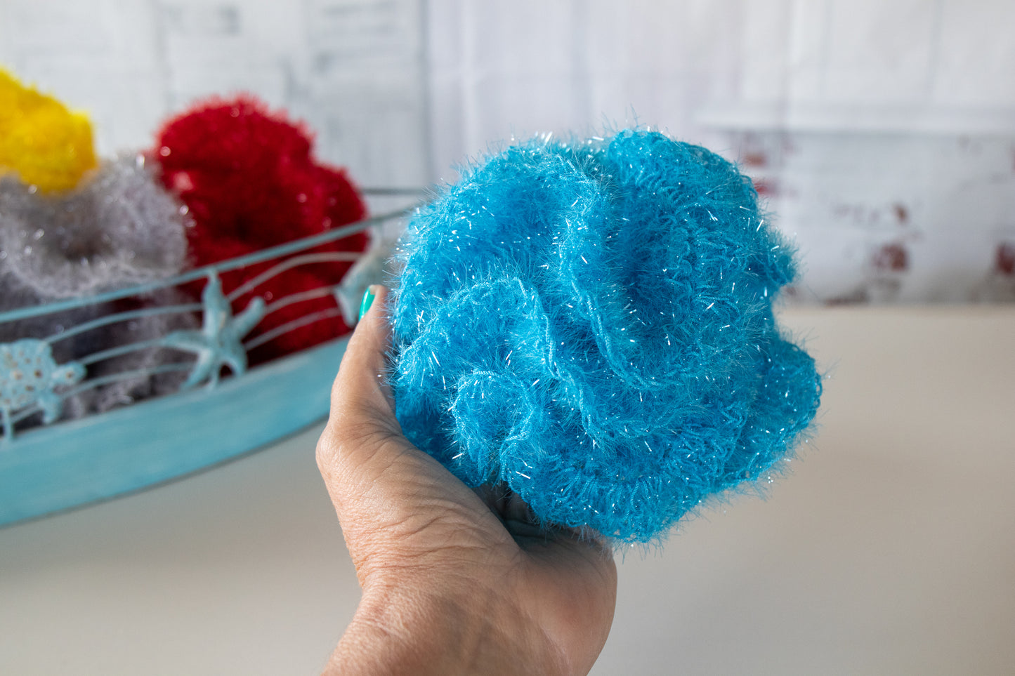 Exfoliating Shower Pouf – Polyester Bath Scrubber -  Crochet Shower Scrubby - P7000 B19