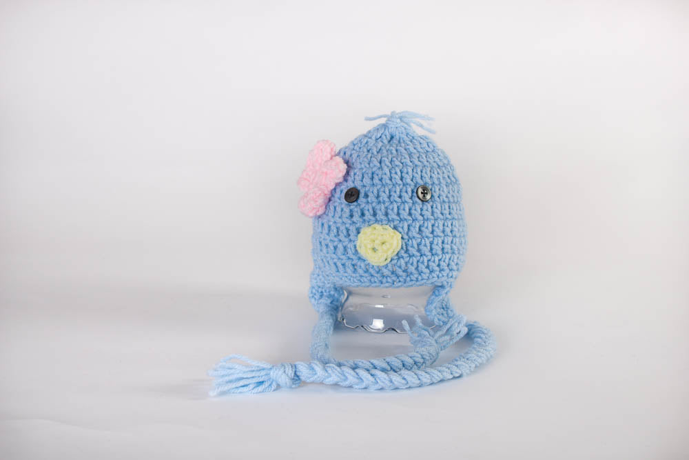 Bird Hat - Newborn Photo Prop - Crochet Animal Hat - Blue Bird Ski Hat - Ear Flap Hat - Ski Hat - #1004-102-B1-6