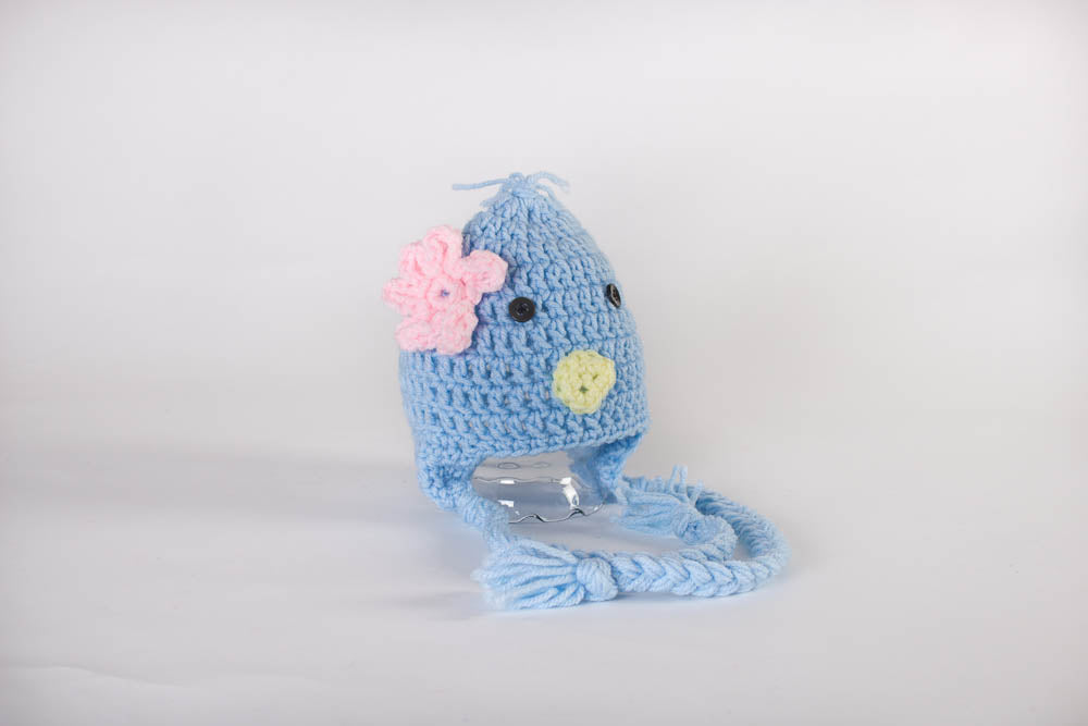 Bird Hat - Newborn Photo Prop - Crochet Animal Hat - Blue Bird Ski Hat - Ear Flap Hat - Ski Hat - #1004-102-B1-6