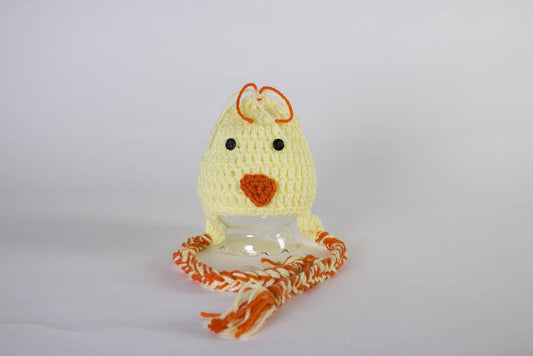 Baby Chick Hat - Newborn Photo Prop - Crochet Animal Hat - Animal Beanie - Handmade Ski Hat - Ear Flap - #1004-100-B1-6