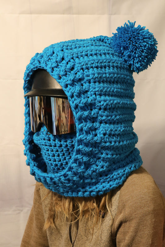 Crochet Hooded Cowl Ski Mask – Bulky Winter Hood for Kids and Adults - Over the Helmet Ski Mask - Super Bulky Ski Mask - P1041 B30