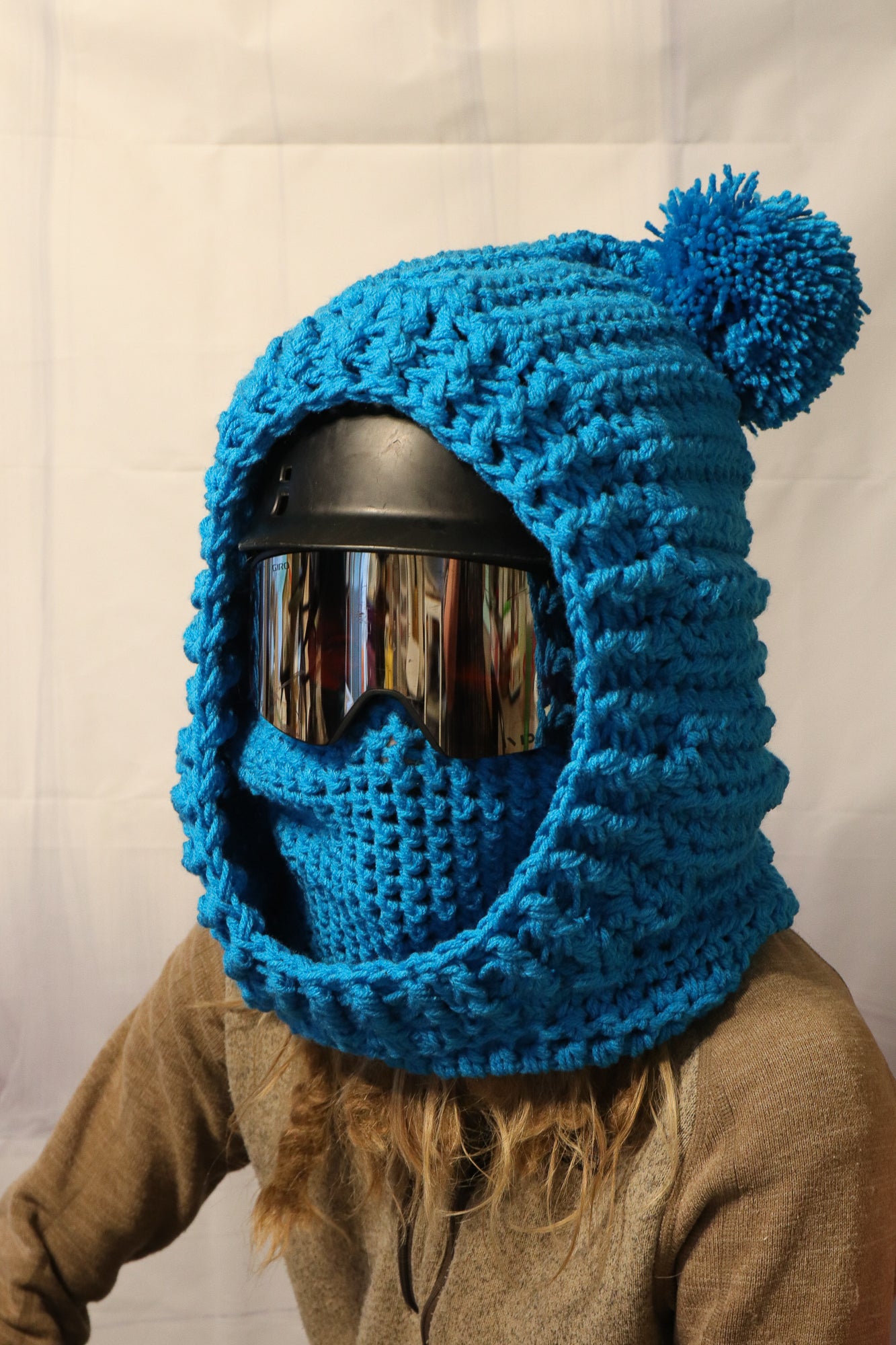 Crochet Hooded Cowl Ski Mask – Bulky Winter Hood for Kids and Adults - Over the Helmet Ski Mask - Super Bulky Ski Mask - P1041 B30