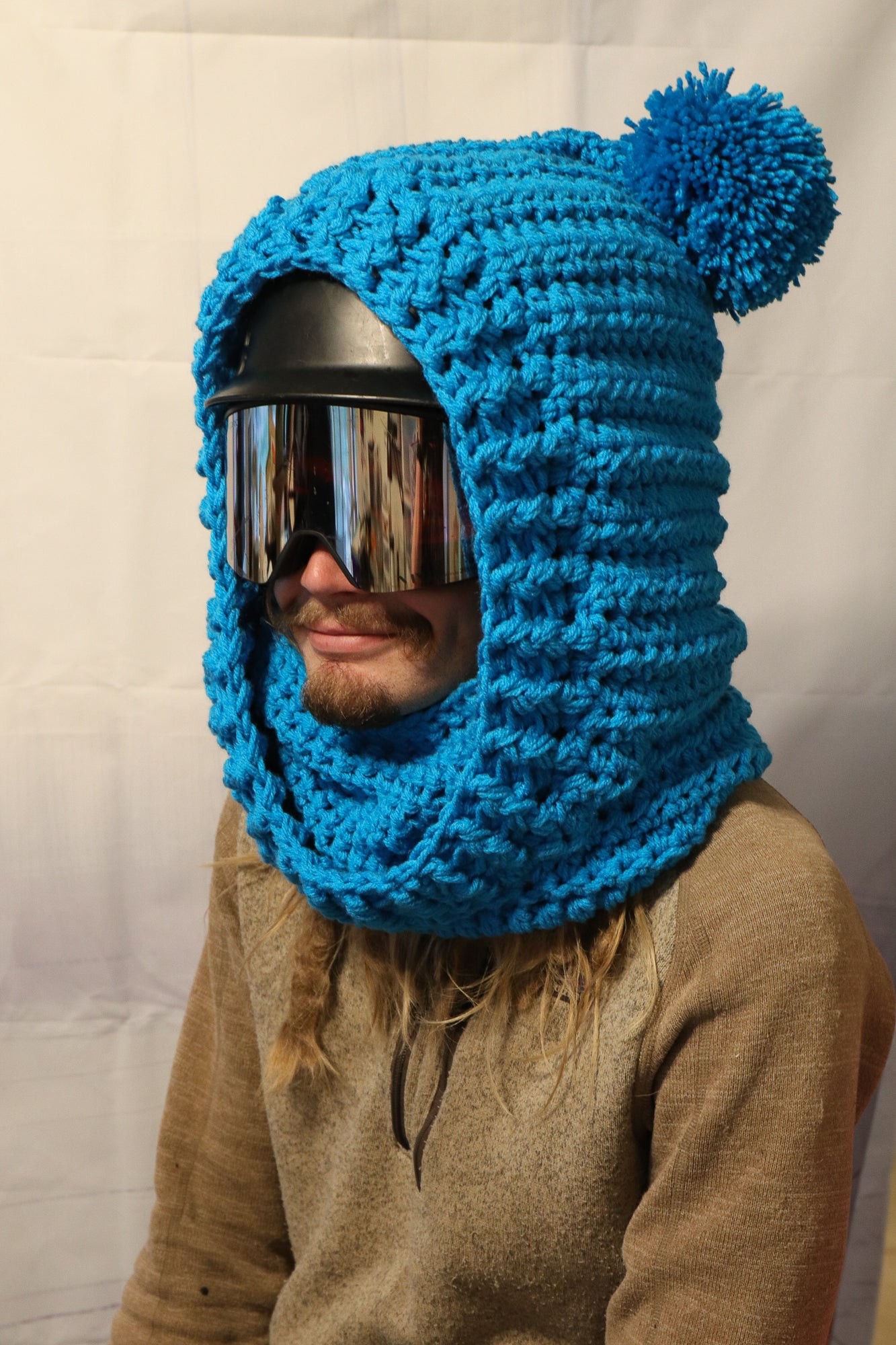 Crochet Hooded Cowl Ski Mask – Bulky Winter Hood for Kids and Adults - Over the Helmet Ski Mask - Super Bulky Ski Mask - P1041 B30