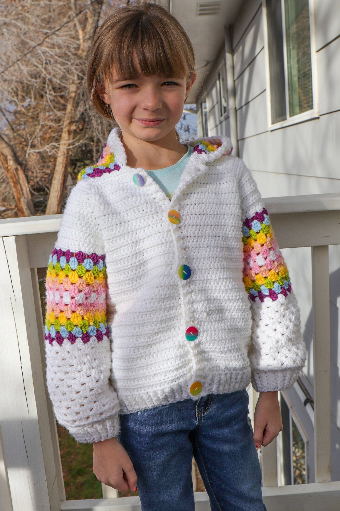 Granny Splash Crochet Hoodie – Handmade Kids’ Hoodie, Sizes 1–10 Years