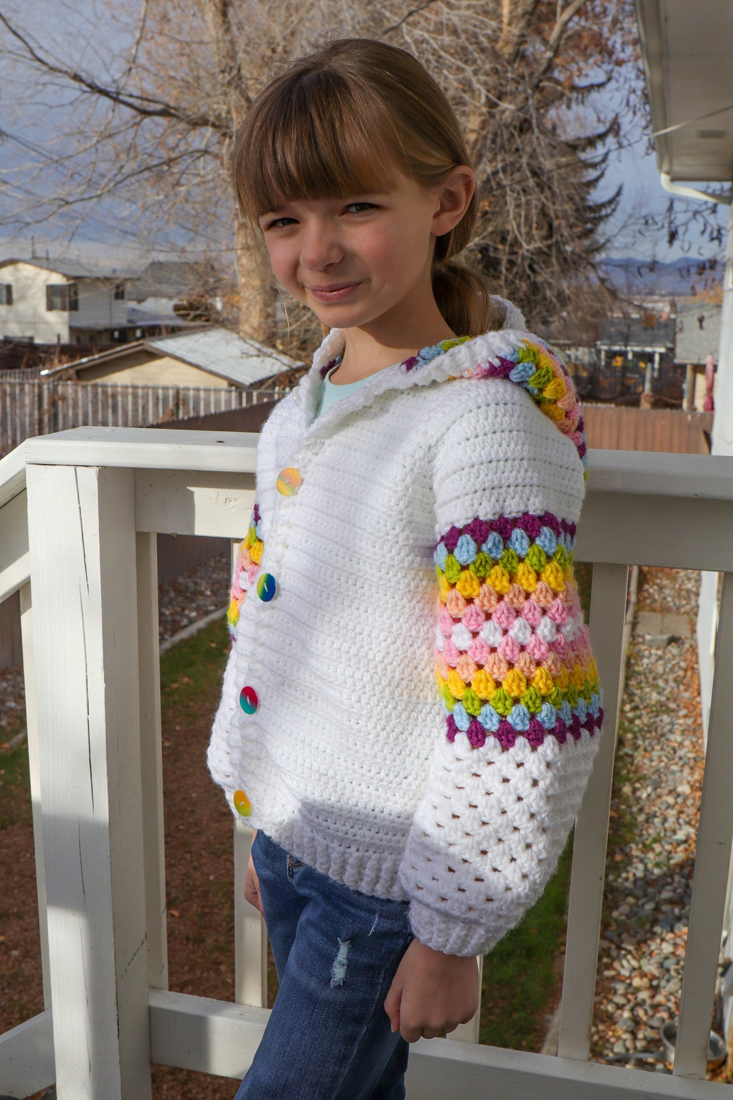 Granny Splash Crochet Hoodie – Handmade Kids’ Hoodie, Sizes 1–10 Years