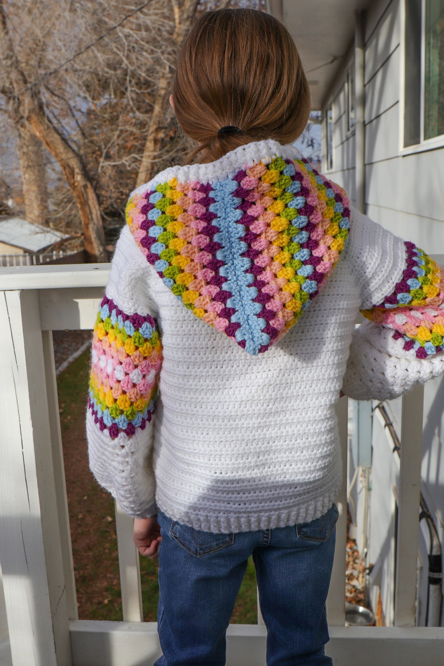 Granny Splash Crochet Hoodie – Handmade Kids’ Hoodie, Sizes 1–10 Years