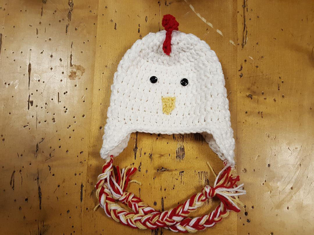 Chicken Hat - Newborn Photo Prop - Crochet Animal Hat - Baby Shower Gift - Handmade Ski Hat - Crochet Ear Flap Hat - #1004-107-B1-6