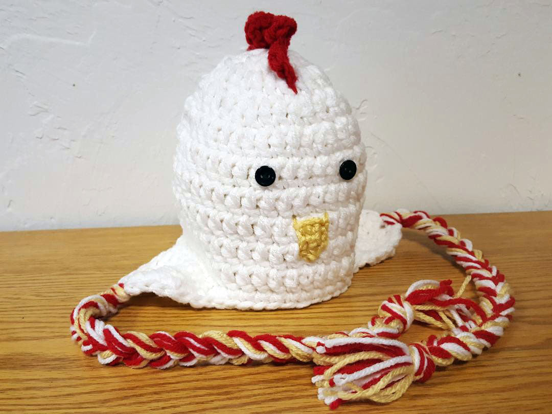 Chicken Hat - Newborn Photo Prop - Crochet Animal Hat - Baby Shower Gift - Handmade Ski Hat - Crochet Ear Flap Hat - #1004-107-B1-6