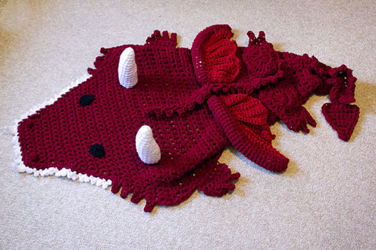 Hand Crochet Dragon Blanket - Crochet Wearable Blanket - Dragon Cocoon - Handmade Afghan - Crochet Lapghan - Crochet Dragon Throw - 3025-B15