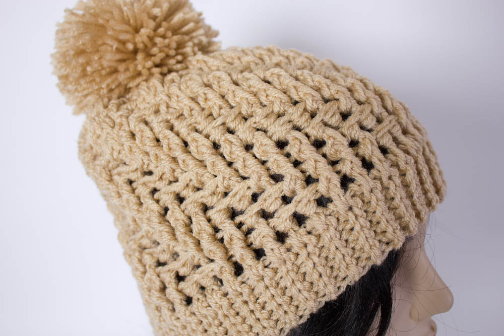 Textured Crochet Beanie – Stylish Adult Winter Hat - Stepping Texture Hat - Textured Ski Hat - 1038-B8