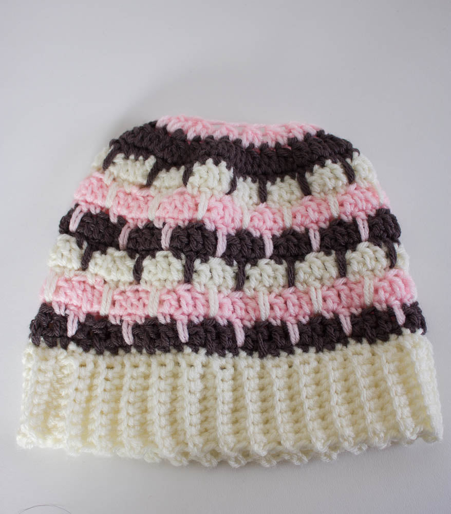 Messy Bun Beanie - Three Color Messy Bun Beanie - Ponytail Beanie - Mom Bun Beanie - Ponytail Hat - Messy Bun Hat - 1027-B8