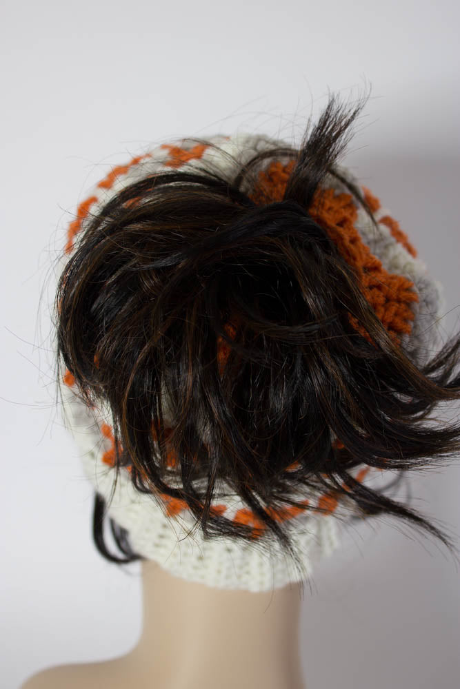 Messy Bun Beanie - Three Color Messy Bun Beanie - Ponytail Beanie - Mom Bun Beanie - Ponytail Hat - Messy Bun Hat - 1027-B8