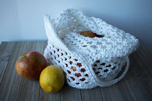 Hand Crochet Market Bag - Produce Bag - Farmer's Market Bag - Cotton Shopping Bag - Large Cotton String Bag - Mesh Shopping Bag - P5018-B18