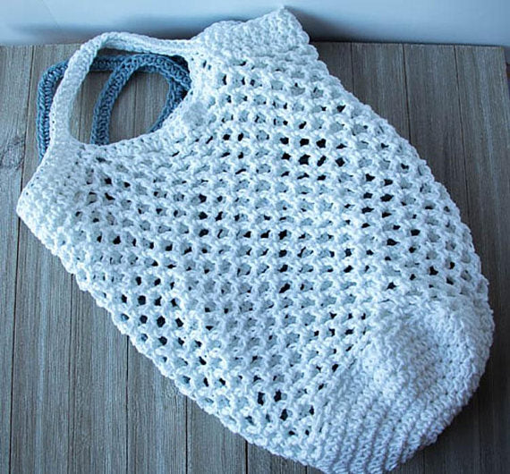 Hand Crochet Market Bag - Produce Bag - Farmer's Market Bag - Cotton Shopping Bag - Large Cotton String Bag - Mesh Shopping Bag - P5018-B18