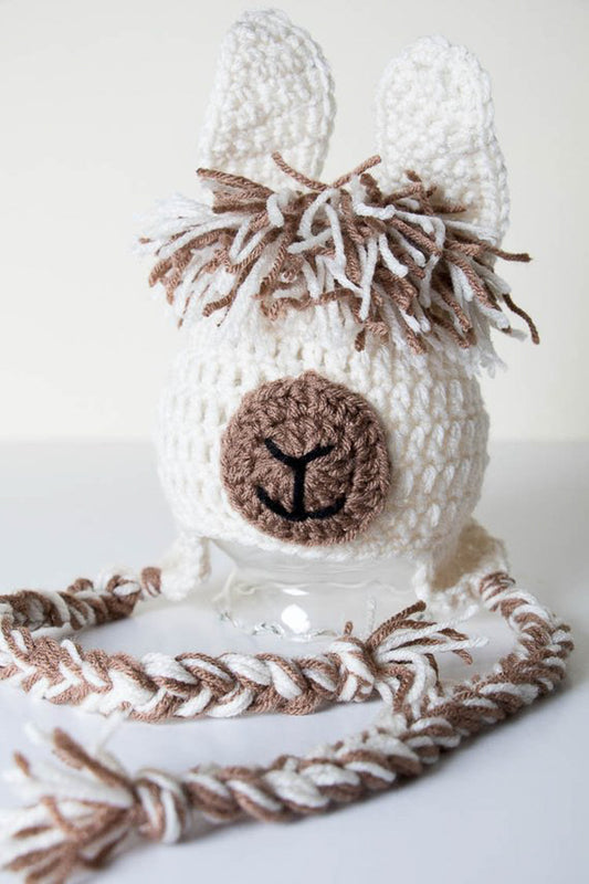 Llama Hat - Newborn Photo Props - Crochet Animal Hat - Baby Shower Gifts - Hats - Crochet Ear Flap Beanie - #1004-127-B1-6