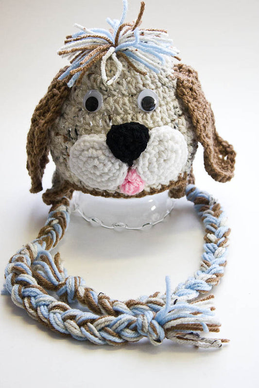 Puppy Hat - Newborn Photo Prop - Crochet Animal Hat - Baby Shower Gift - Handmade Ski Hat - Ear Flap Beanie - #1004-136-B1-6