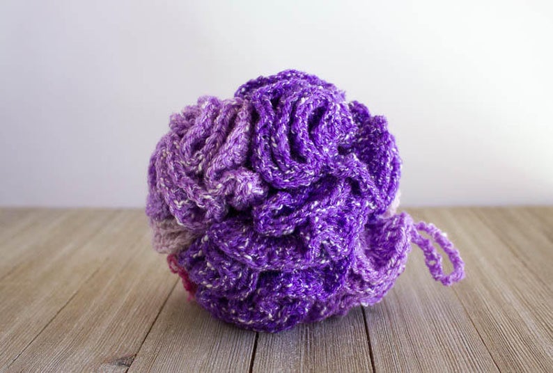 Giant Exfoliating Shower Pouf – Cotton Acrylic Bath Scrubber -  Crochet Shower Scrubby - P7000 B19