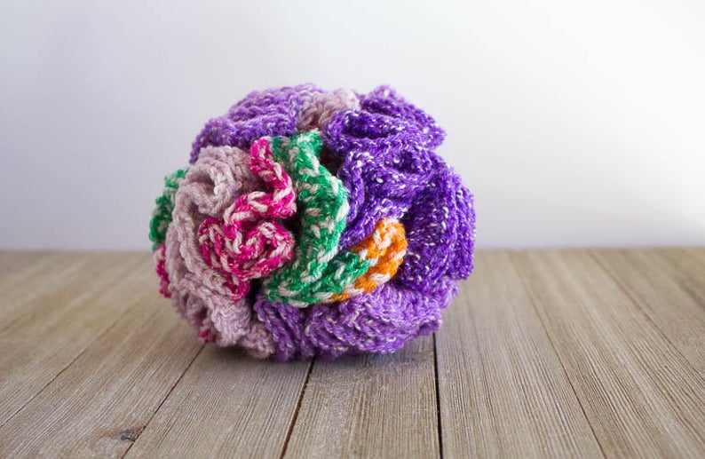 Giant Exfoliating Shower Pouf – Cotton Acrylic Bath Scrubber -  Crochet Shower Scrubby - P7000 B19