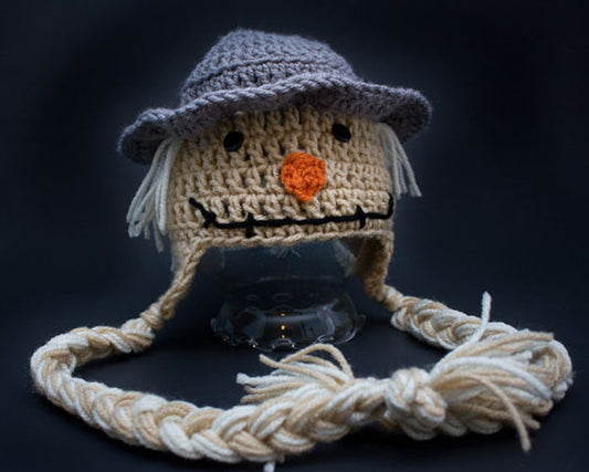 Scarecrow Hat - Newborn Photo Prop - Halloween Costume Hat - Crochet Animal Hat - Crochet Ski Hat - #1004-159-B1-6