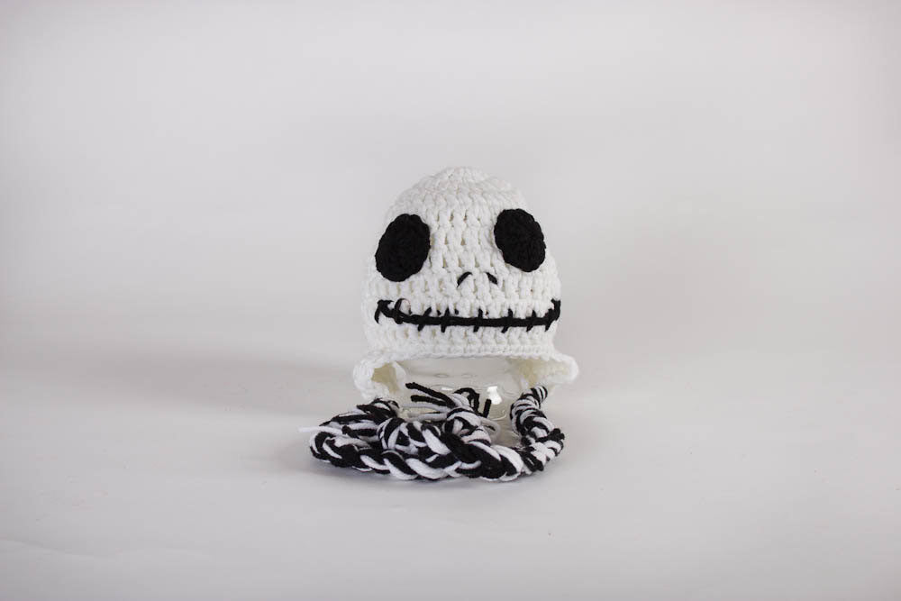 Skeleton Hat - Newborn Photo Prop - Halloween Hat - Costume Hat - Ear Flap Hat - Skeleton Ski Hat - #1004-139-B1-6