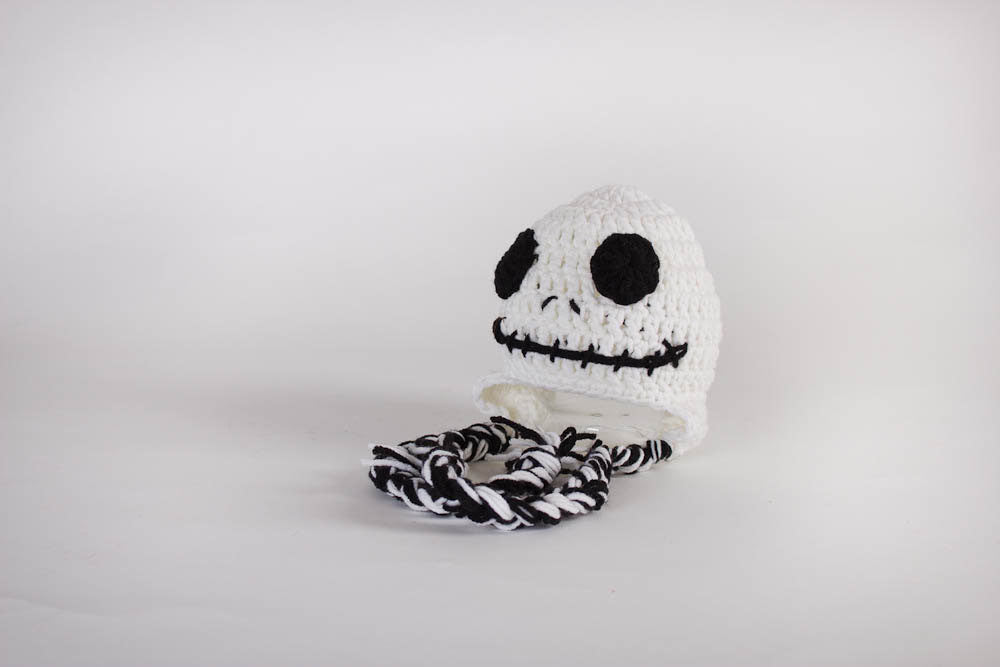 Skeleton Hat - Newborn Photo Prop - Halloween Hat - Costume Hat - Ear Flap Hat - Skeleton Ski Hat - #1004-139-B1-6