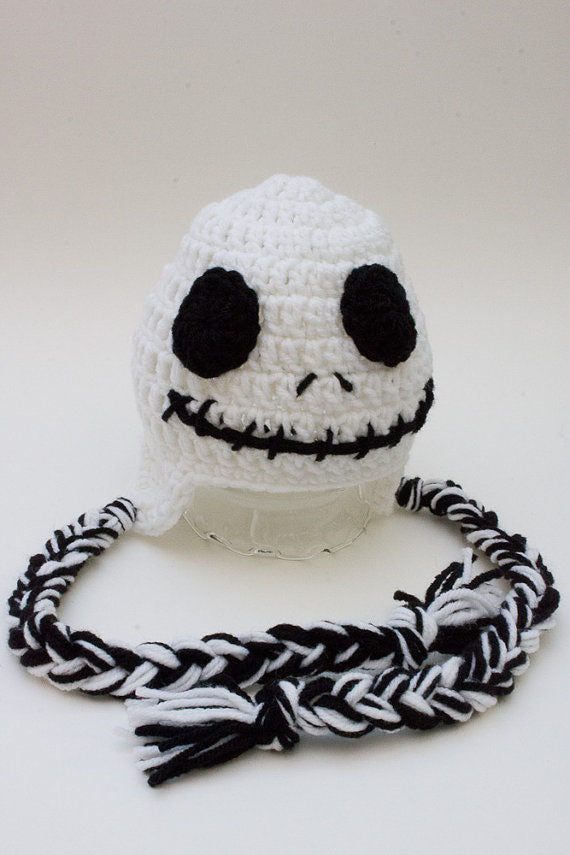 Skeleton Hat - Newborn Photo Prop - Halloween Hat - Costume Hat - Ear Flap Hat - Skeleton Ski Hat - #1004-139-B1-6