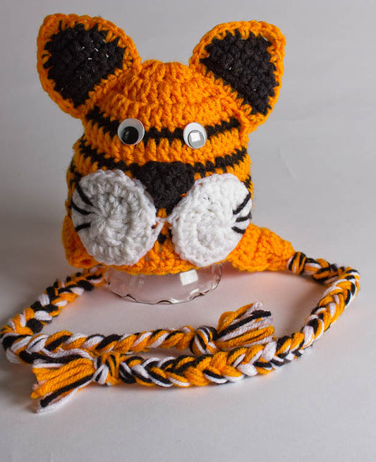 Tiger Hat - Newborn Photo Prop - Tiger Ski Hat - Crochet Ski Hat - Animal Hat - Ear Flap Hat - #1004-143-B1-6